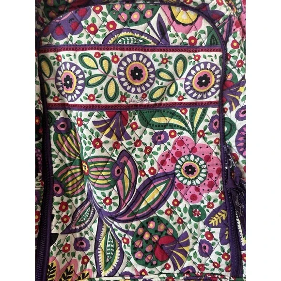 Retired Vera Bradley Full Size Back Pack Heather Purple Floral - Picture 2 of 9